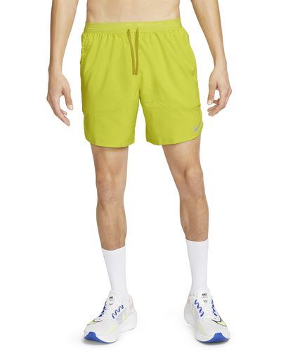Nike Dri-fit Stride 7-inch Brief-lined Running Shorts - Yellow
