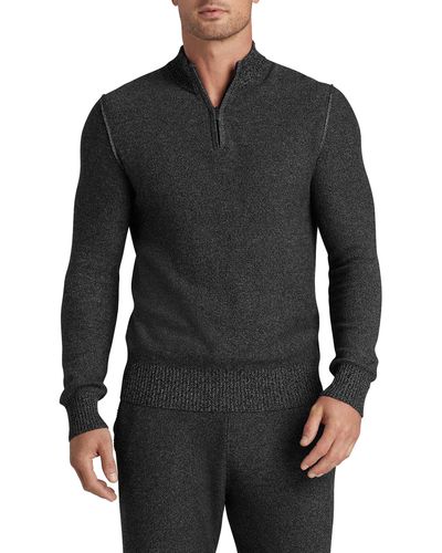 Tommy John Quarter Zip Cotton Blend Sweater - Black