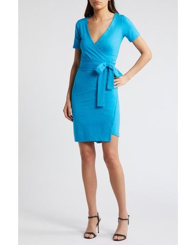 DAI MODA Jersey Wrap Dress - Blue