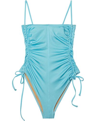 NU SWIM Disco Ruched One-piece Swimsuit - Blue