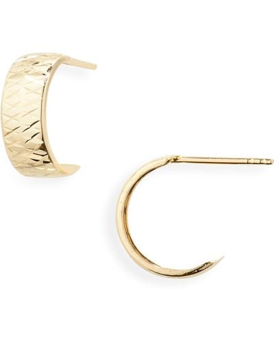 Bony Levy 14k Gold Chunky Diamond Cut Hoop Earrings - White