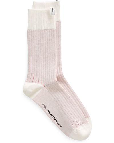 Socksss Heritage Organic Cotton Blend Rib Crew Socks - White