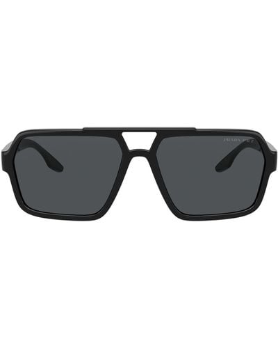 Prada 59mm Rectangle Sunglasses - Black