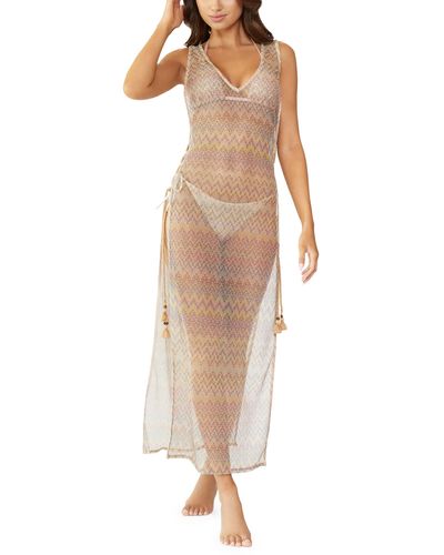 PQ Swim Joy Lace Metallic Tassel Cover-up Dress - Natural