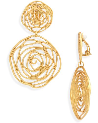 Karine Sultan Oversize Rose Cutout Drop Clip Earrings - Metallic