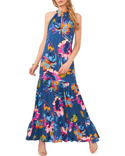 Vince Camuto Oscar Floral Tiered Maxi Dress - Blue