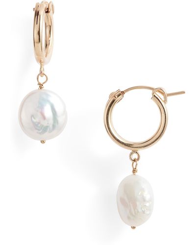 Nashelle Lucia Cultured Pearl huggie Earrings - White