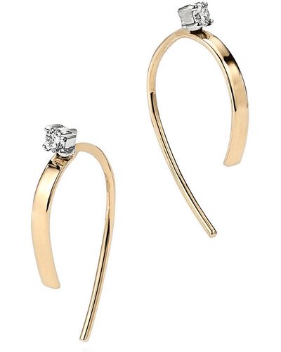 Lana Jewelry Mini Flat Forward Facing Diamond Hoop Earrings - White