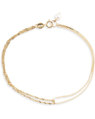 POPPY FINCH Shimmer Cultured Pearl Double Chain Bracelet - White
