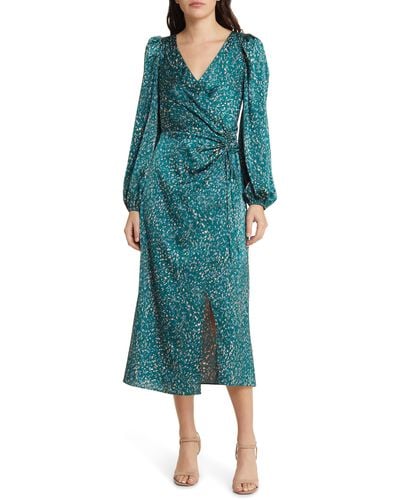 Green Long Sleeve Wrap Dresses for Women - Up to 74% off | Lyst