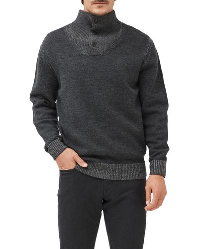 Rodd & Gunn Studholme Wool Button Mock Neck Sweater - Black