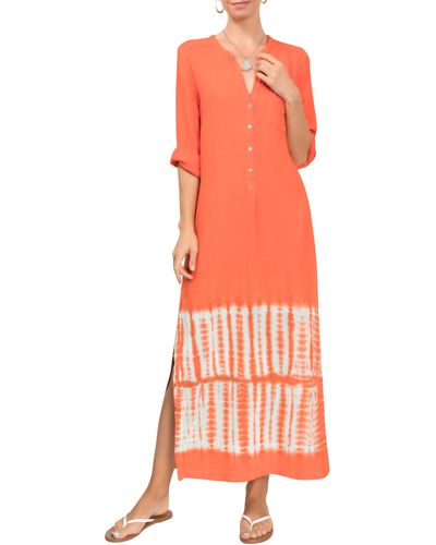 EVERYDAY RITUAL Tracey Cover-up Caftan Dress - Orange