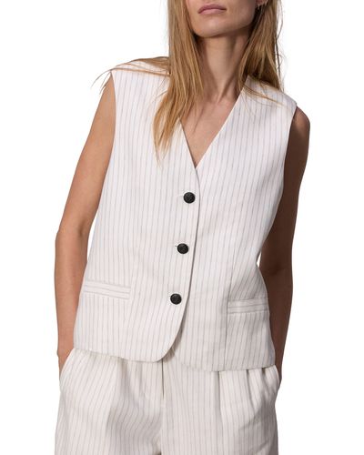 Rag & Bone Erin Stripe Cotton & Linen Vest - White