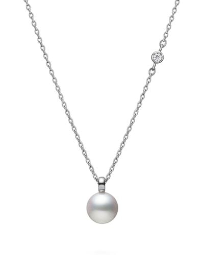 Mikimoto Classic Cultured Pearl & Diamond Pendant Necklace - Multicolor