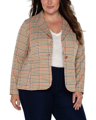 Liverpool Los Angeles Fitted Plaid Blazer - Natural