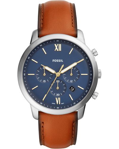 Fossil Neutra Chronograph Leather Strap Watch - Blue