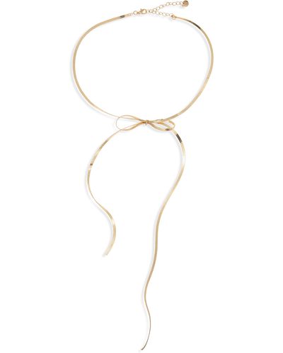 BP. Herringbone Chain Bow Necklace - Metallic