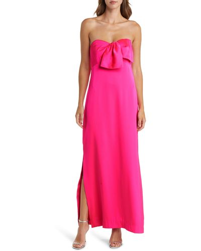 Lilly Pulitzer Carlynn Bow Strapless Satin Maxi Dress - Pink