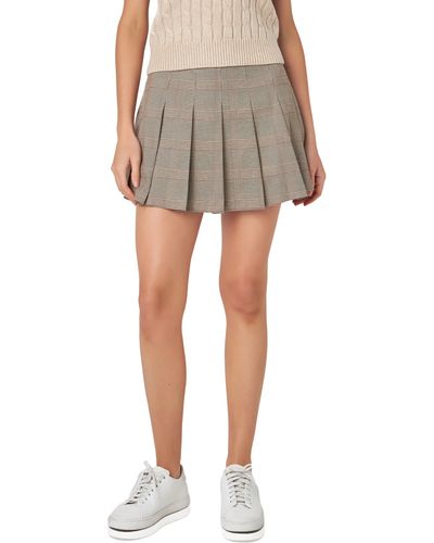 English Factory Pleated Check Skort - Natural