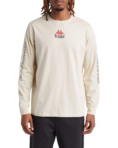 Kappa Authentic Llevar Logo Long Sleeve Graphic T-shirt - Natural