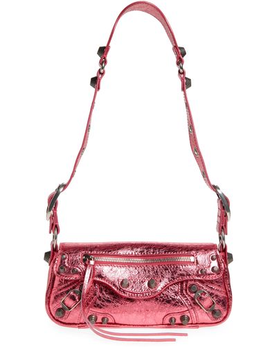 Balenciaga X-small Le Cagole Metallic Leather Shoulder Bag - Red