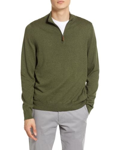 Nordstrom Half Zip Cotton & Cashmere Pullover Sweater - Green