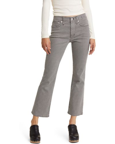Madewell Kick Out Crop Mid Rise Houndstooth Check Jeans - Gray