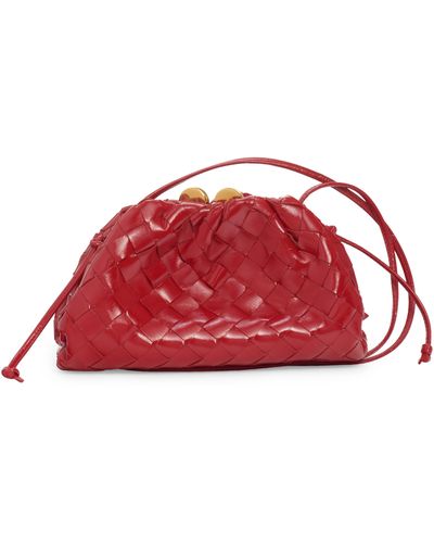 Bottega Veneta Mini Pouch Intrecciato Leather Crossbody Bag - Red