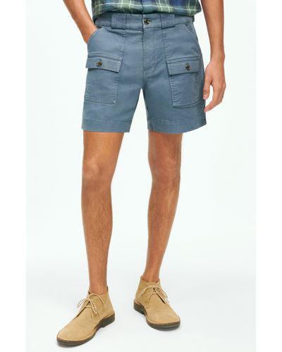 Brooks Brothers Cotton Canvas Camp Shorts - Blue