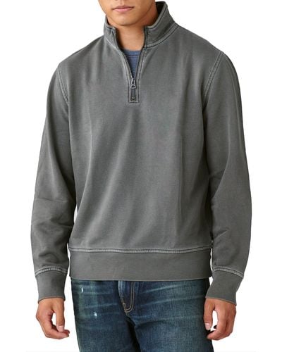 Lucky Brand Cloud Fleece Half Zip Mock Neck Sweatshirt - Gray