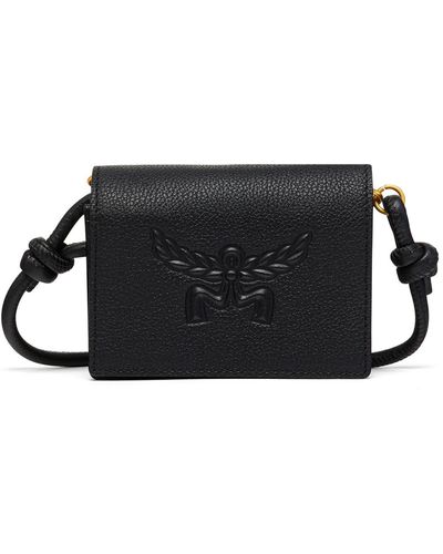 MCM Mini Lauretos Leather Card Case - Black