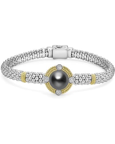 Lagos Luna Lux Black Tahitian Pearl & Diamond Rope Bracelet - Metallic