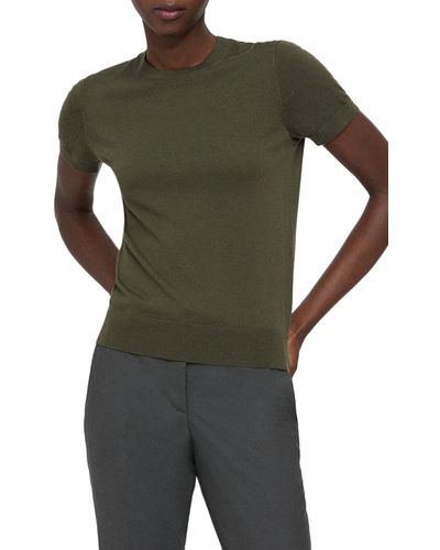 Theory P Regal Short Sleeve Wool Blend Sweater - Green