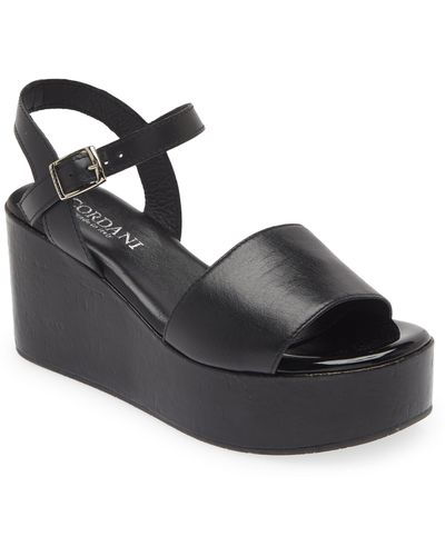 Cordani Junie Ankle Strap Platform Wedge Sandal - Black