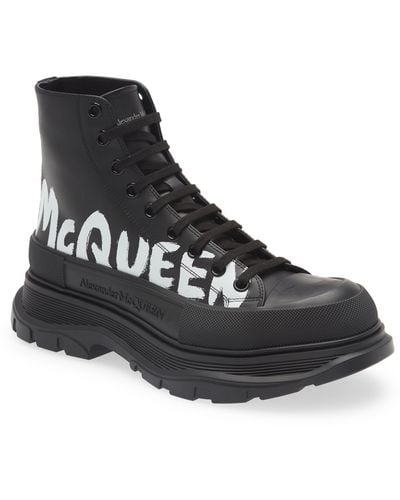 Alexander McQueen Tread Slick Grafitti High Top Sneaker - Black