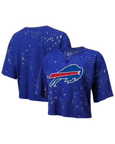 Majestic Threads Buffalo Bills Bleach Splatter Notch Neck Crop T-shirt At Nordstrom - Blue