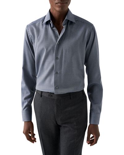 Eton Contemporary Fit Mélange Check Dress Shirt - Blue