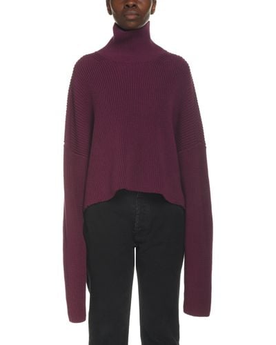 Balenciaga Crop Mock Neck Sweater - Purple