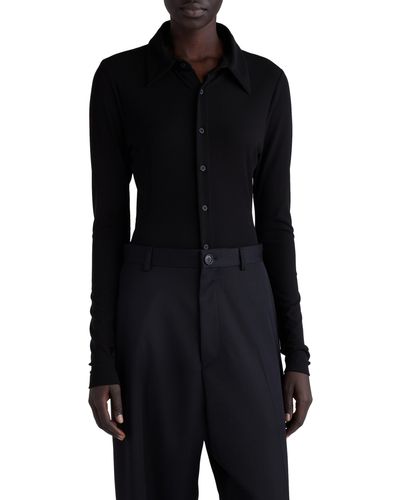 Balenciaga Rib Button-up Shirt - Black