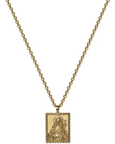 Awe Inspired Mother Mary Pendant Necklace - Metallic