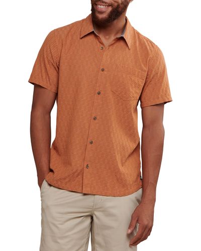 Toad & Co. Harris Stripe Short Sleeve Organic Cotton Button-up Shirt - Brown
