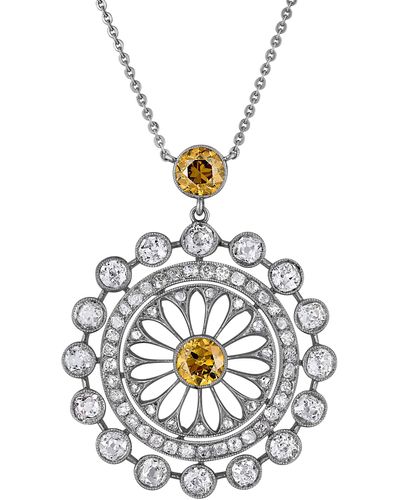 Mindi Mond Reconceived Edwardian Filigree Diamond Pendant Necklace - White