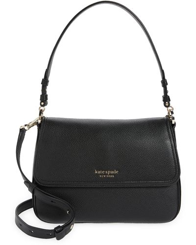 Kate Spade Hudson Pebble Leather Medium Convertible Shoulder Bag - Black