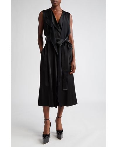 Victoria Beckham Sleeveless Belted Trench Dress - Black