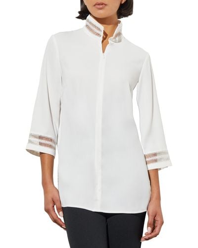 Ming Wang Ladder Stitch Popover Tunic Top - White