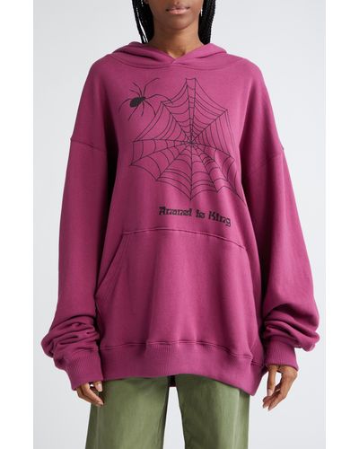 House of Aama Anansi Is King Cotton Graphic Hoodie - Red