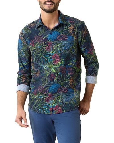 Tommy Bahama Bahama Coast Islandzone® Glow Palms Floral Stretch Button-up Shirt - Blue