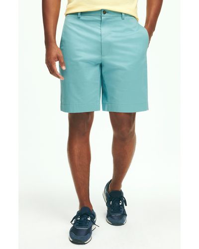 Brooks Brothers Flat Front Stretch Chino Shorts - Blue
