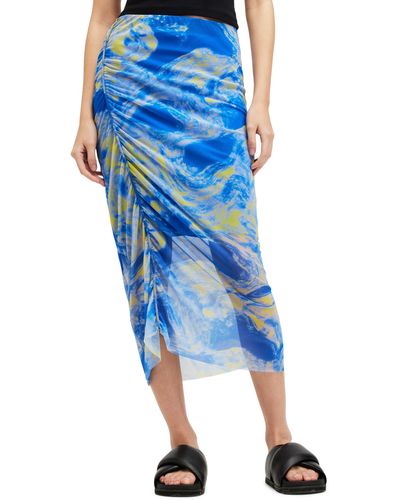 AllSaints Nora Inspiral Midi Skirt - Blue