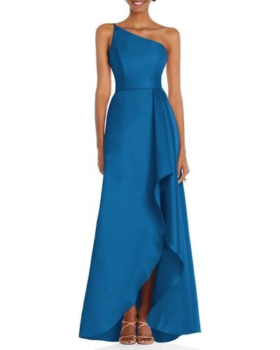 Alfred Sung One-shoulder Satin Gown - Blue